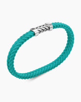 Chevron Bracelet in Turquoise Rubber with Sterling Silver, 6mm